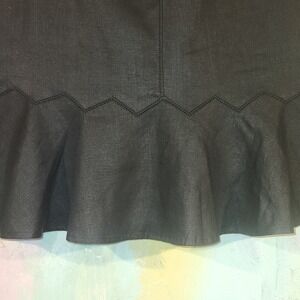 Black 100% Linen SKIRT 18W Trumpet Flare Summer Wedding Guest Party Career 18 38